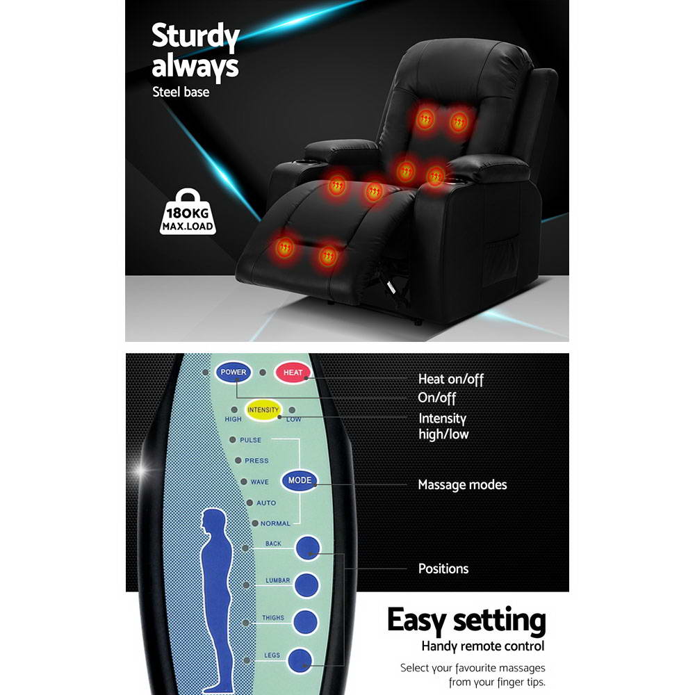 NNEDSZ Electric Massage Chair Recliner Luxury Lounge Sofa Armchair Heat Leather