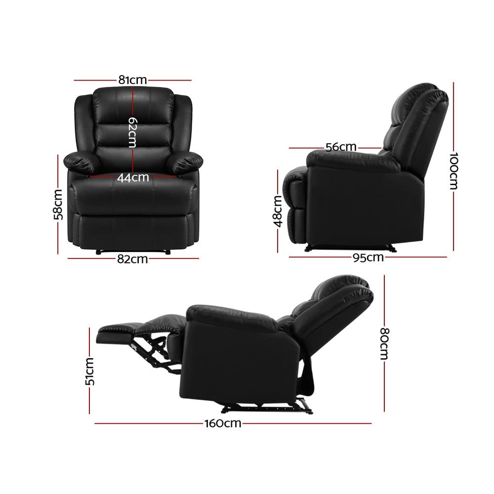 NNEDSZ Recliner Chair Armchair Luxury Single Lounge Sofa Couch Leather Black
