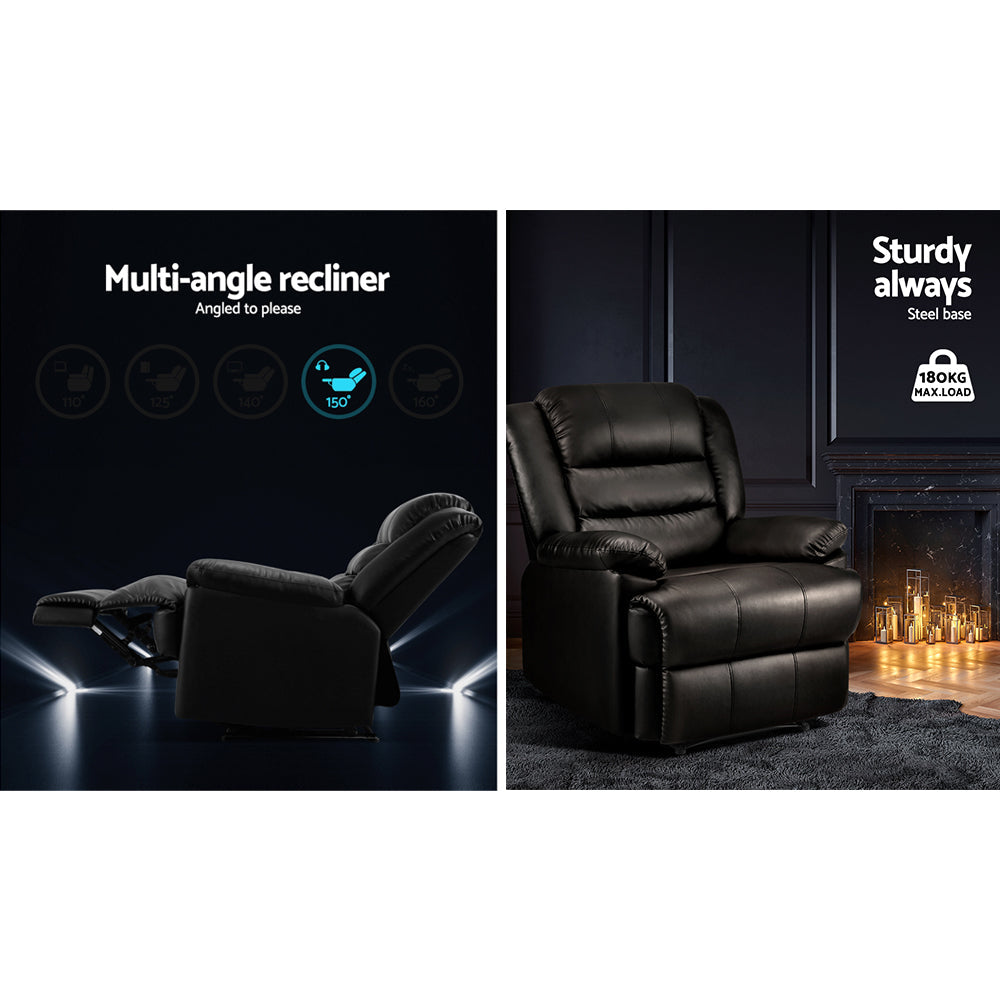 NNEDSZ Recliner Chair Armchair Luxury Single Lounge Sofa Couch Leather Black