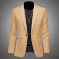 Mens Slim Fit Casual Suit Jacket Single Button (Khaki)