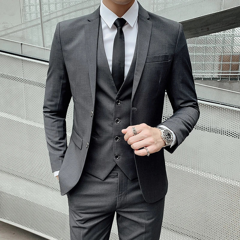 NNEOBA Mens Business Suit Set Blazer (Gray)