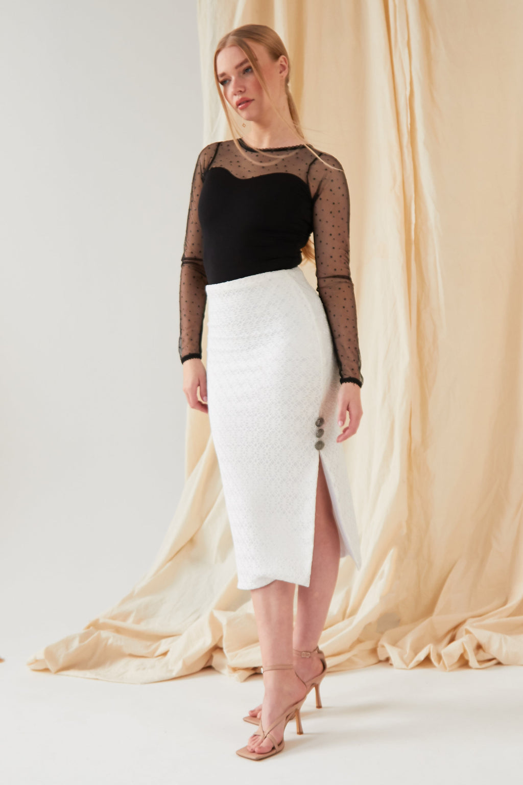 White Bodycon Lace Skirt