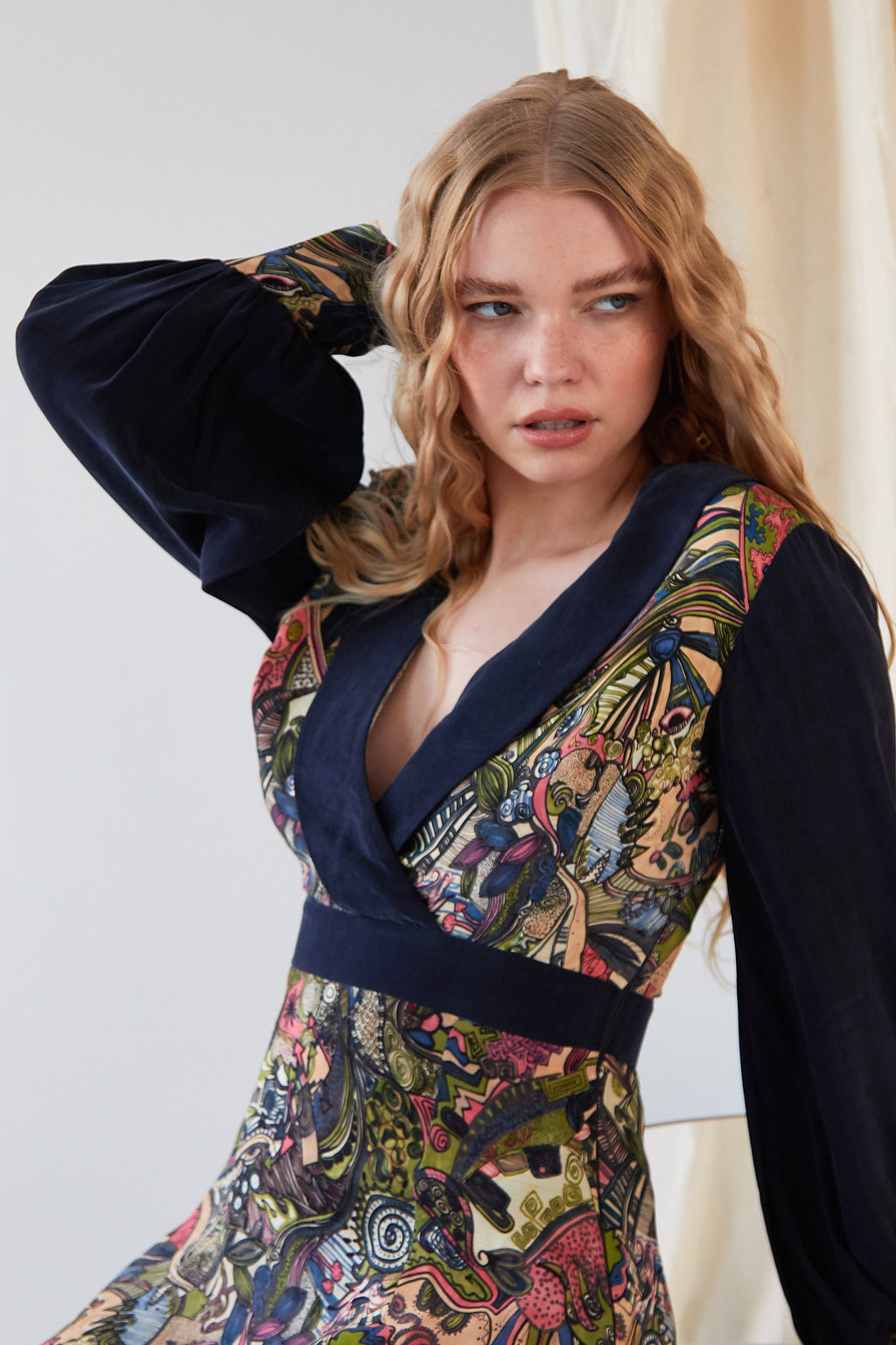 Hand painted Long Sleeve Mini Dress