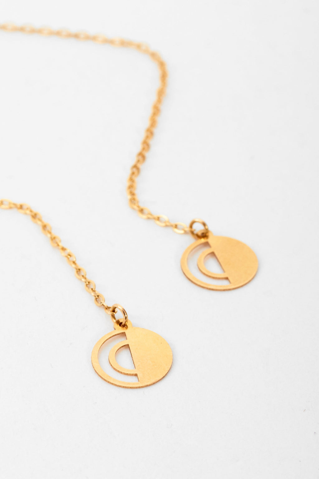 Circle Shape 18K Gold Drop Earrings