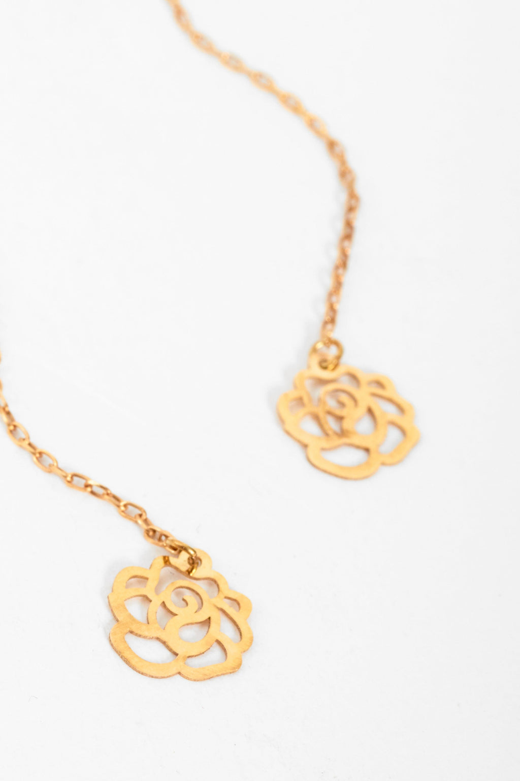 Flower Shape 18K Gold Drop Earrings