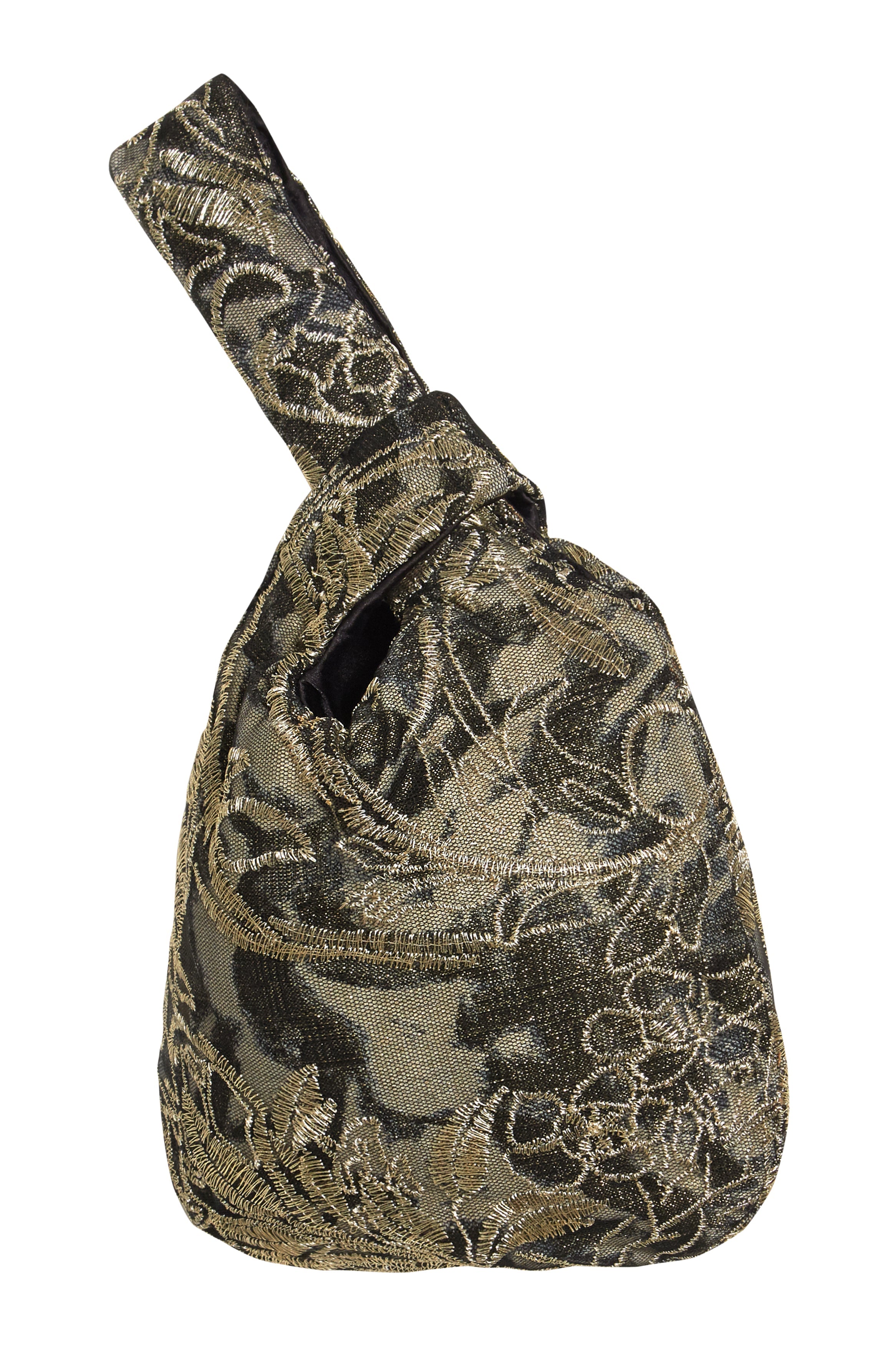 Golden & Black Italian Lace Pouch Bag