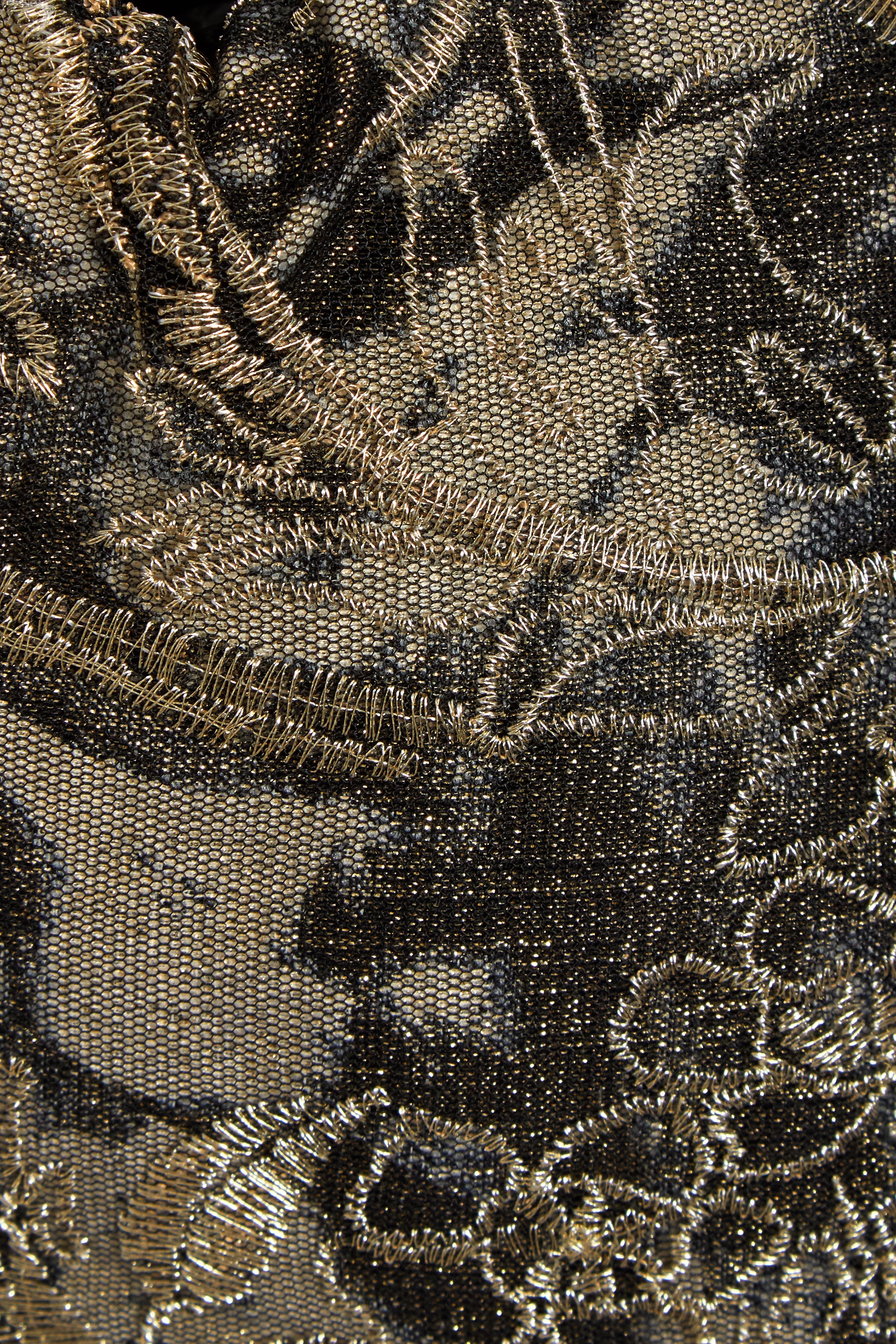 Golden & Black Italian Lace Pouch Bag