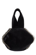 Diamond-Trimmed Lace Velvet Pouch Bag
