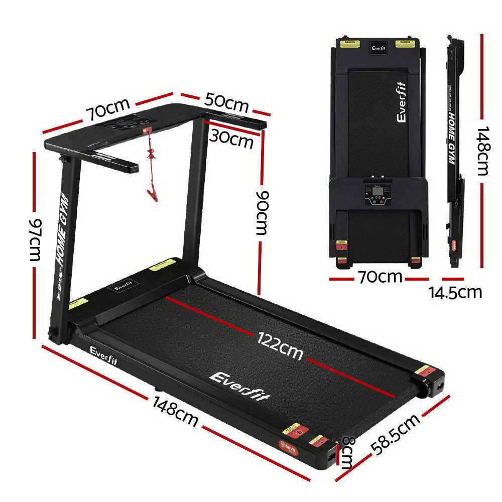 NNEDSZ Electric Treadmill Home Gym Exercise Running Machine Fitness Equipment Compact Fully Foldable 420mm Belt Black