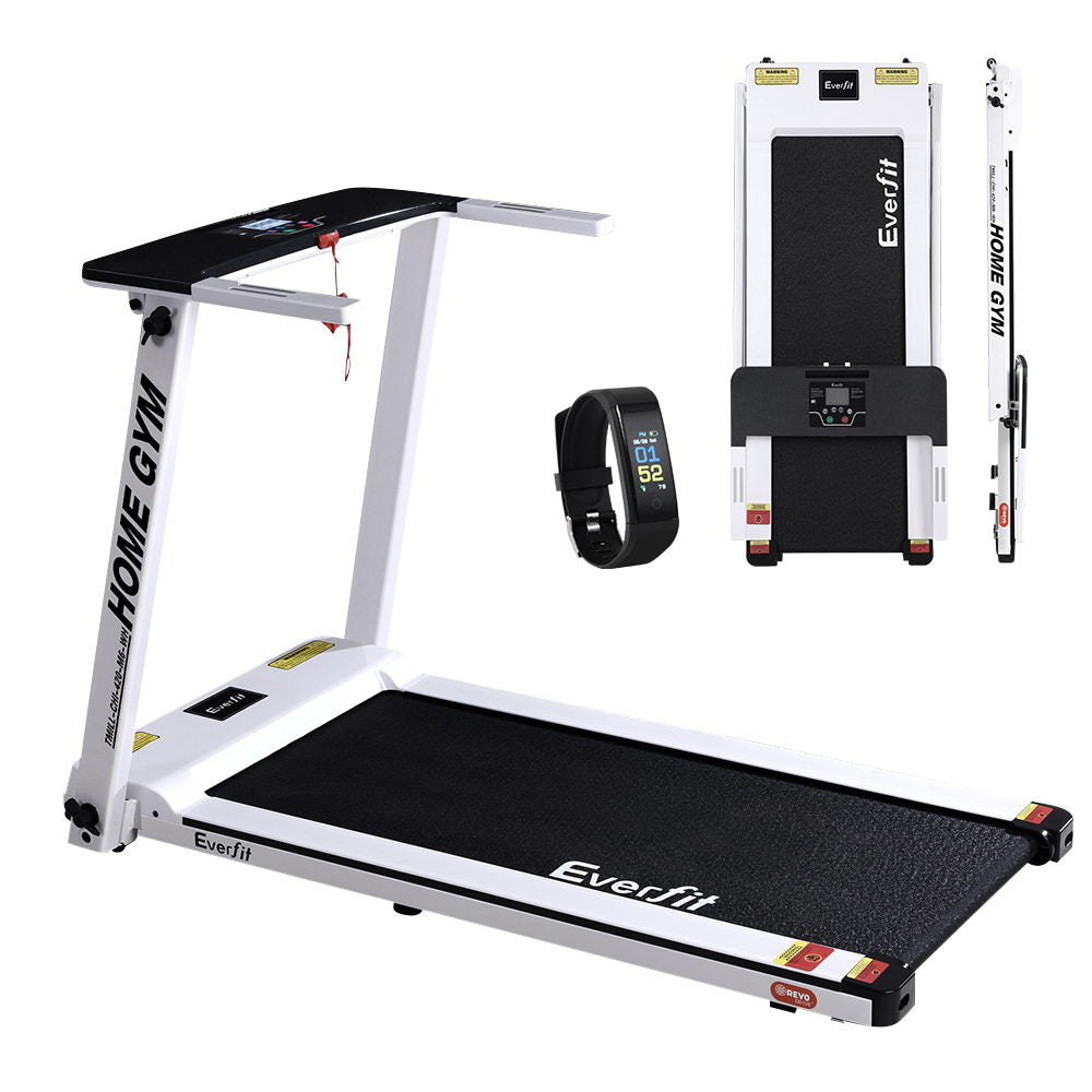 NNEDSZ Electric Treadmill Home Gym Exercise Running Machine Fitness Equipment Compact Fully Foldable 420mm Belt White