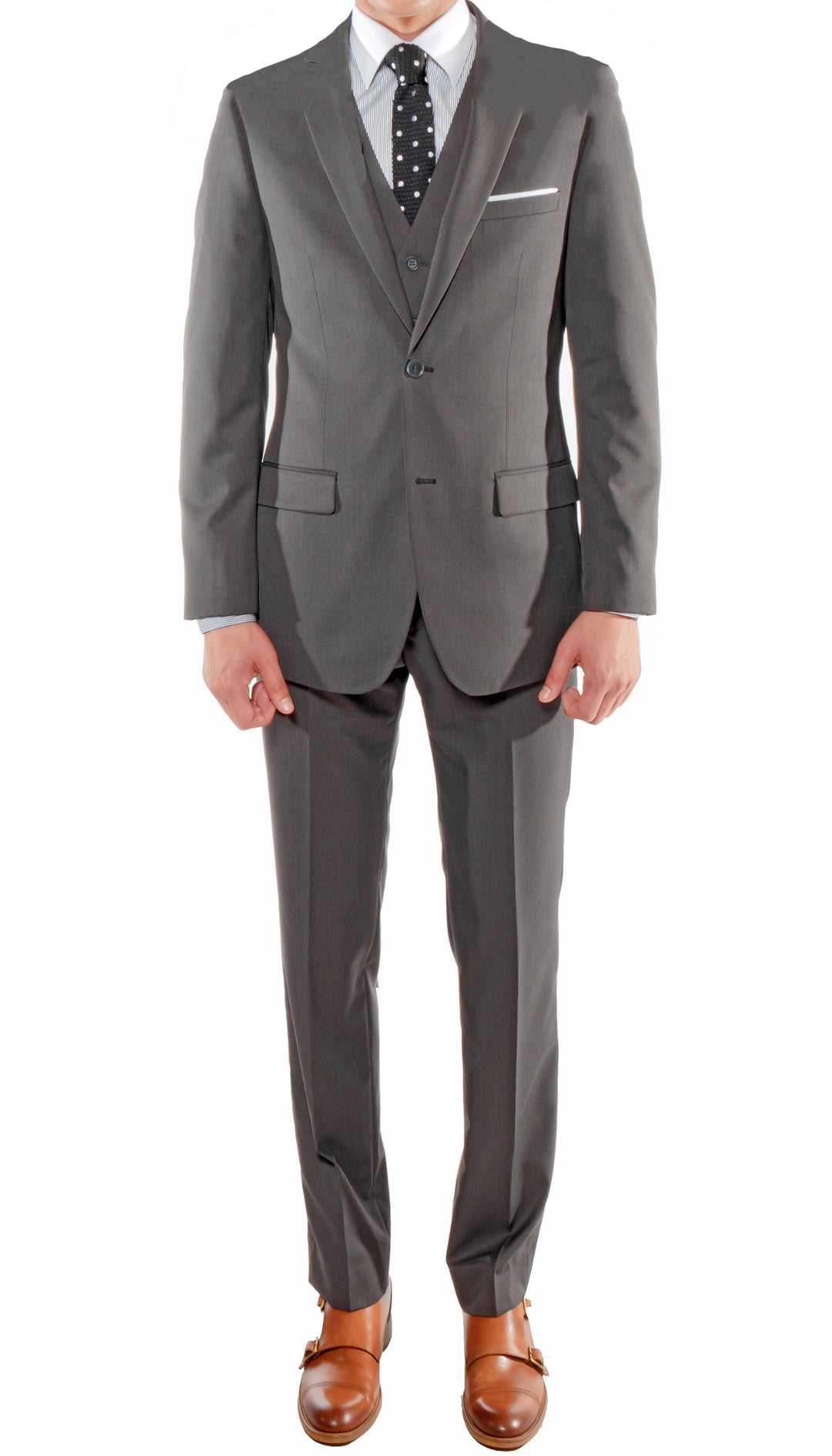 Ferrecci Mens Savannah Charcoal Slim Fit 3 Piece Suit