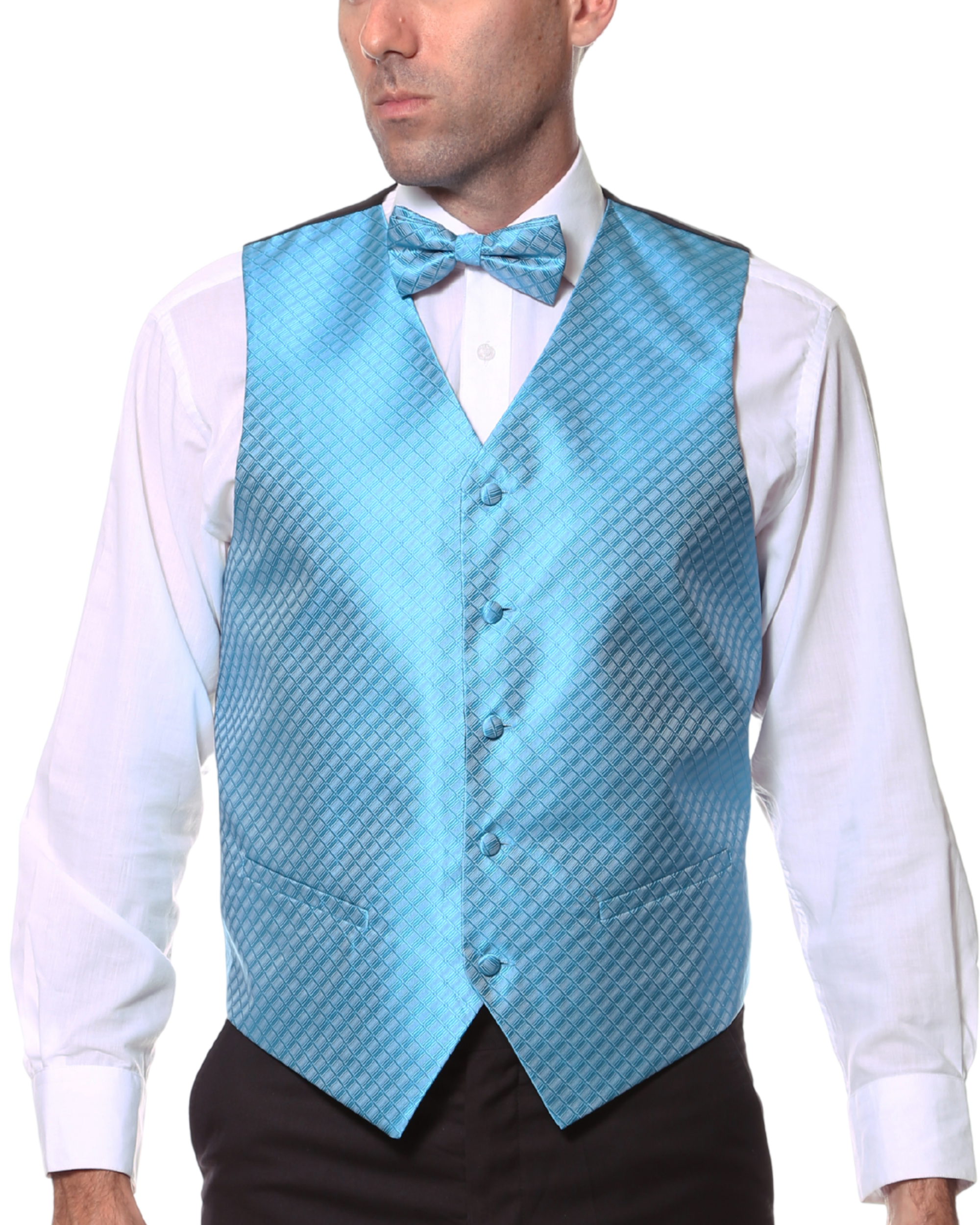 Ferrecci Mens PV300 - Turquoise with Turquoise Back Adjustable Diamond Vest Set