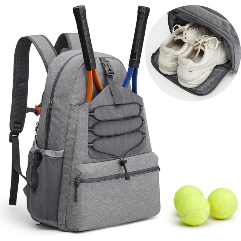 NNEDSZ Grey Lightweight Water Resistant Tennis Backpack - Multi-Pocket Sports Bag for Rackets, Balls & Gear