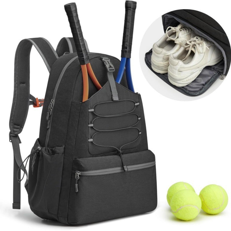 NNEDSZ Black Lightweight Water Resistant Tennis Backpack - Multi-Pocket Sports Bag for Rackets, Balls & Gear