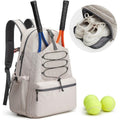 NNEDSZ White Lightweight Water Resistant Tennis Backpack - Multi-Pocket Sports Bag for Rackets, Balls & Gear