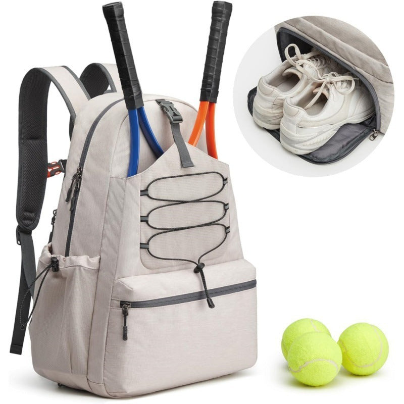NNEDSZ White Lightweight Water Resistant Tennis Backpack - Multi-Pocket Sports Bag for Rackets, Balls & Gear
