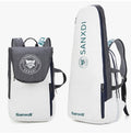 NNEDSZ Grey and White Multifunctional Tennis & Badminton Backpack - Waterproof Racket Bag with Shoe Compartment