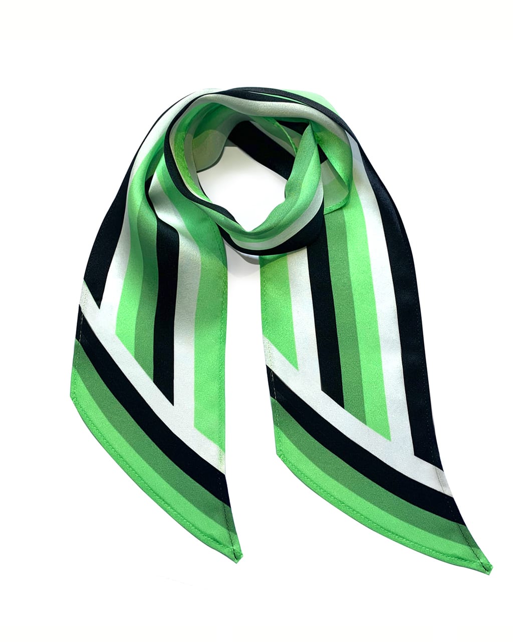 Henley Silk Stripe Neck Scarf Mint Green