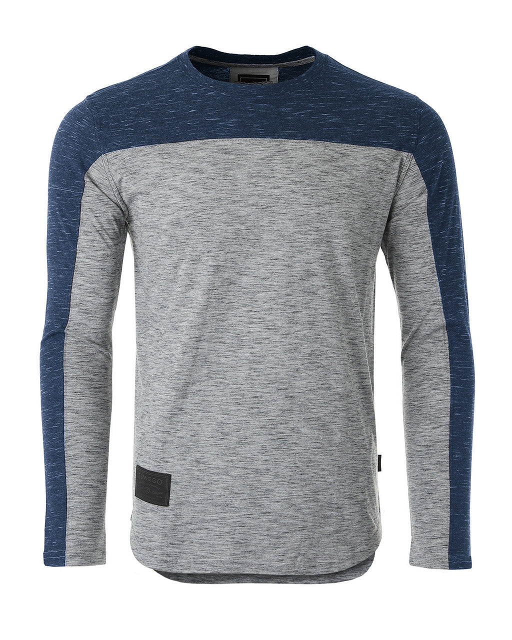 Athletic Color Block Long Sleeve Curved Hemline Casual Shirt