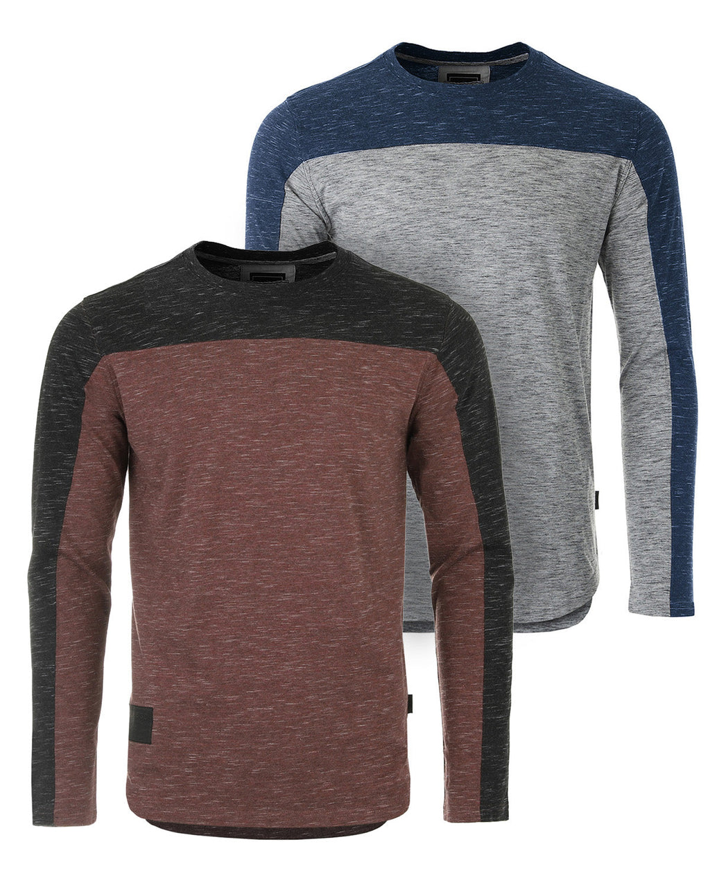 Athletic Color Block Long Sleeve Curved Hemline Casual Shirt