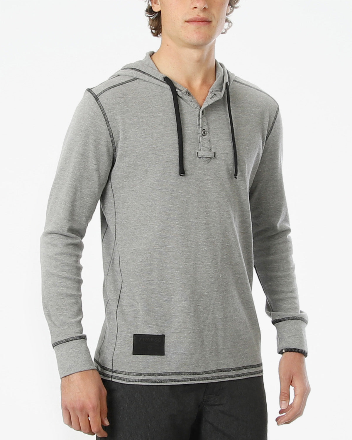 Vintage Thermal Long Sleeve Lightweight Fashion Hooded Henley