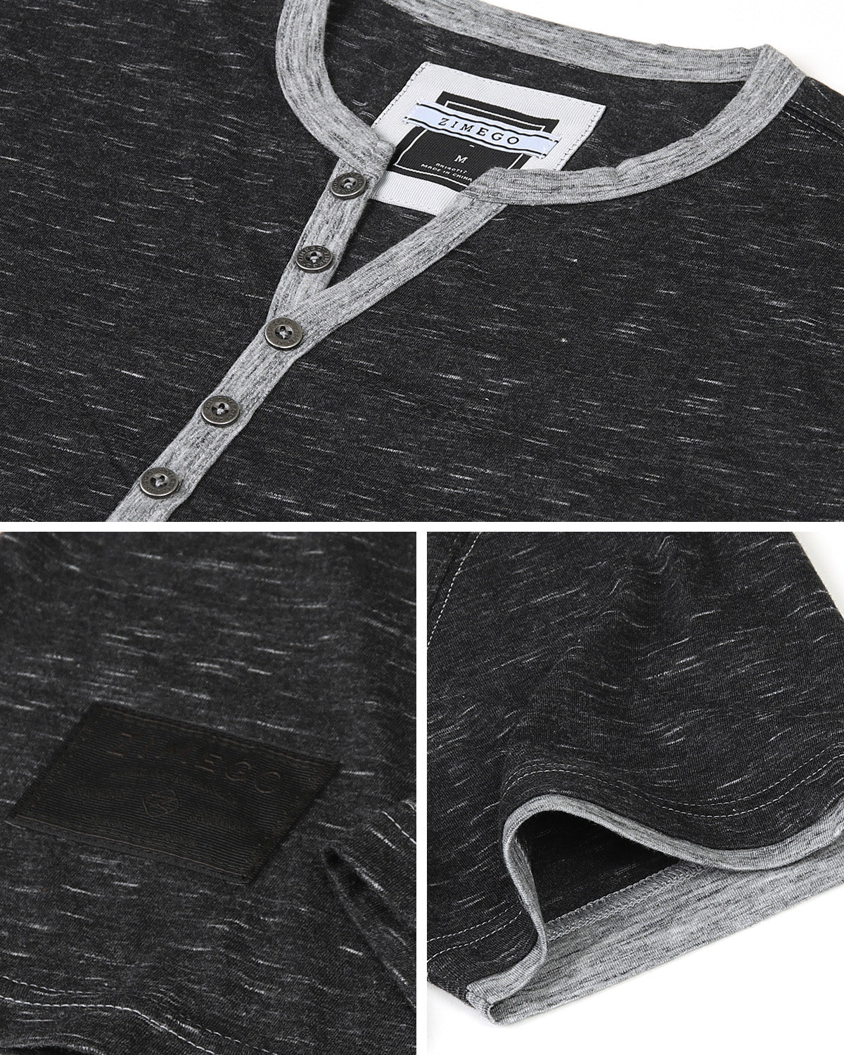 Short Sleeve Y Neck Henley Button T-Shirts
