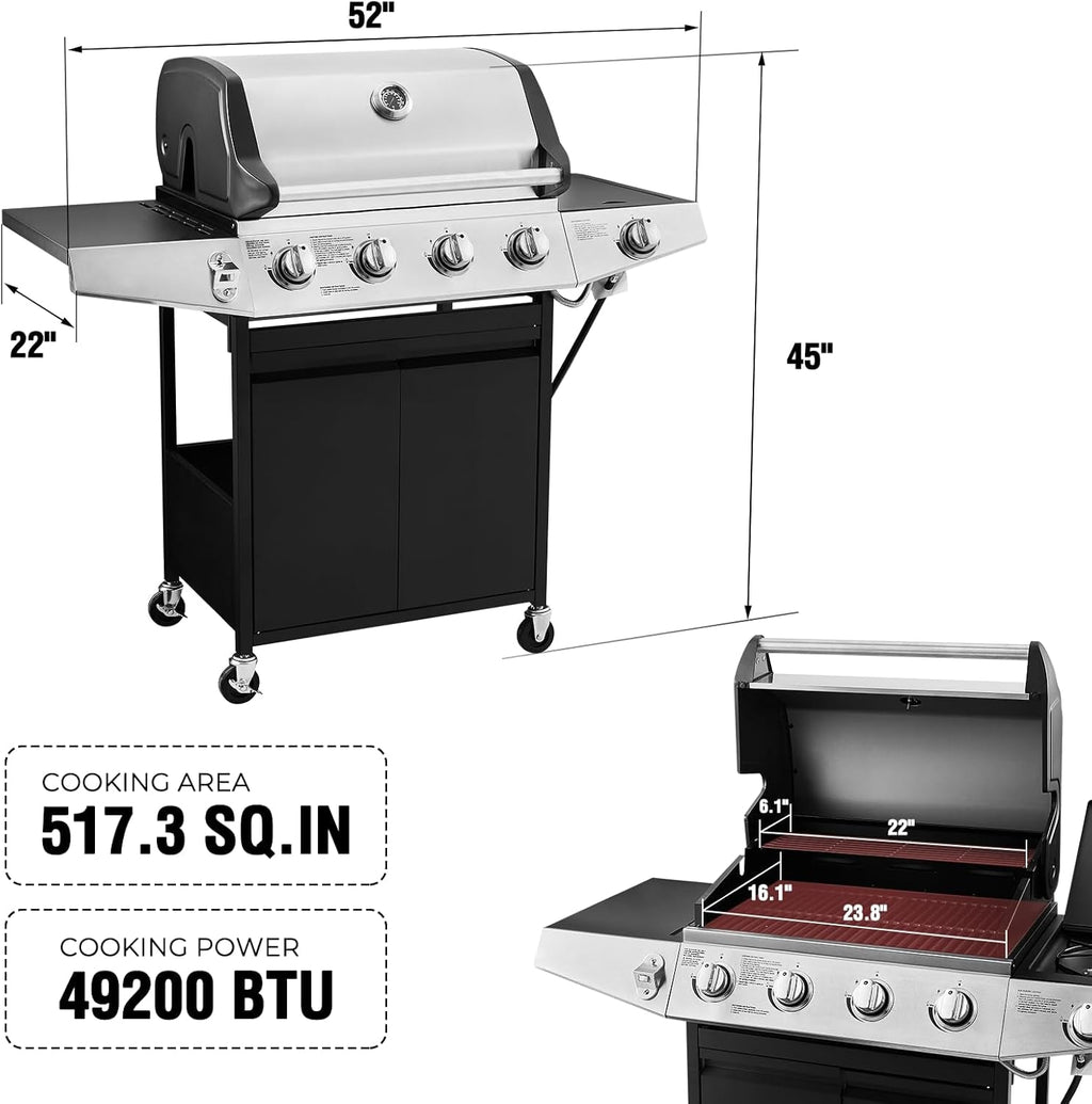Propane Fueled Gas Grill With Four Burners Outdoor Kitchen
