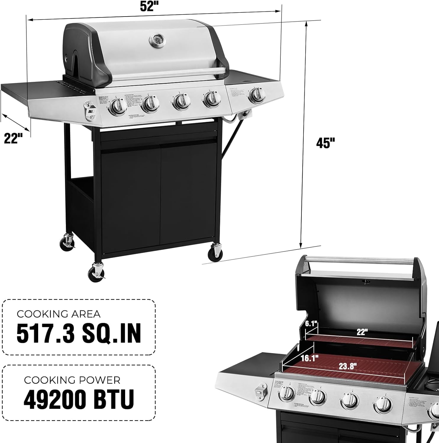 Propane Fueled Gas Grill With Four Burners Outdoor Kitchen