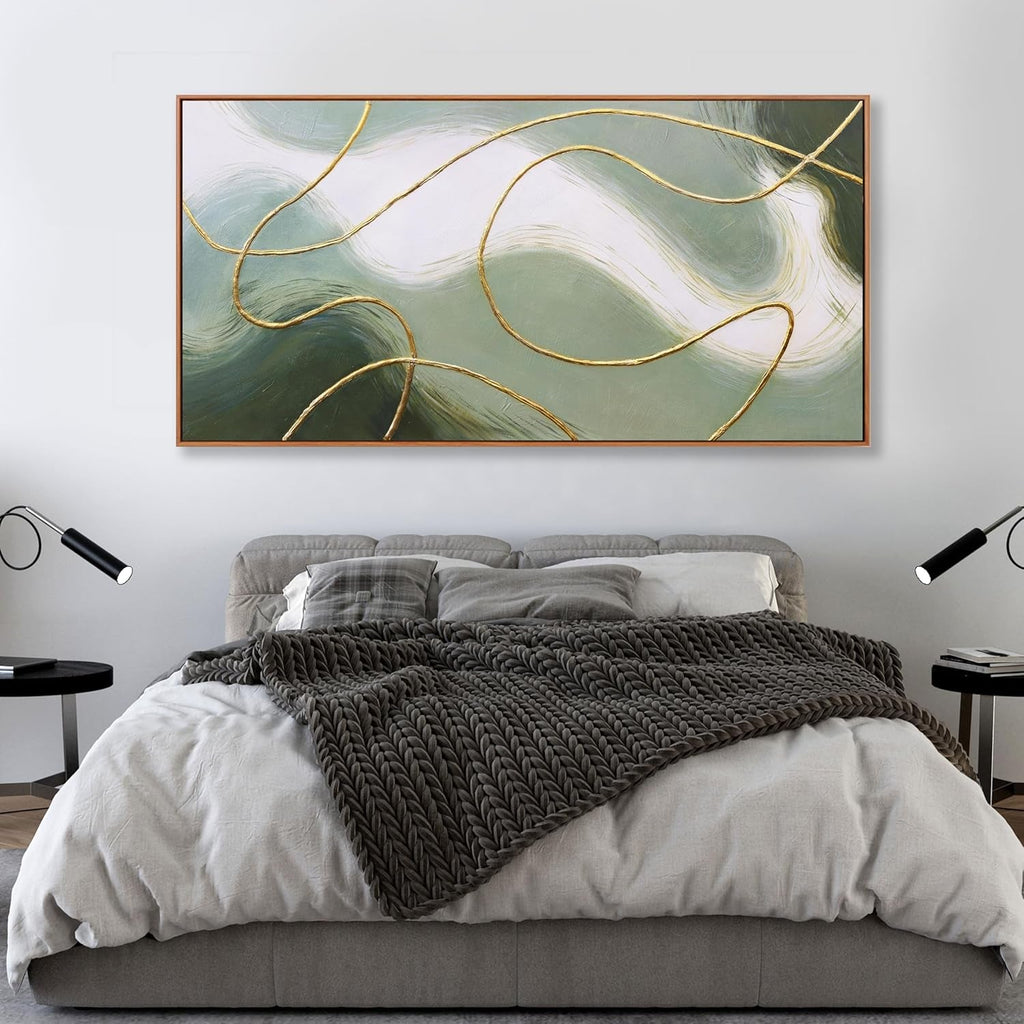 40x20 Abstract Contemporary Canvas Wall Art Emerald