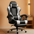 Gaming Chair, Computer Chair with Footrest and Lumbar Support, Height Adjustable Game Chair with 360°-Swivel Seat and Headrest and for Office or Gaming (White)