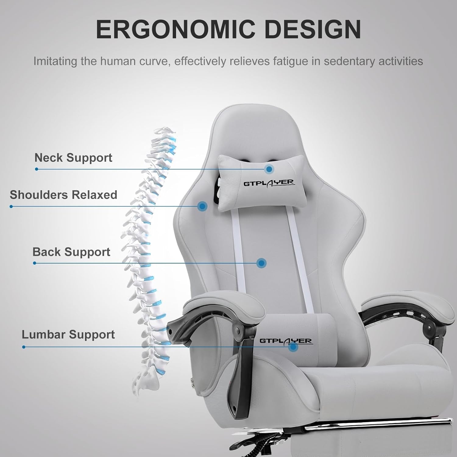 Ergonomic Gaming Chair With Footrest And Lumbar Support