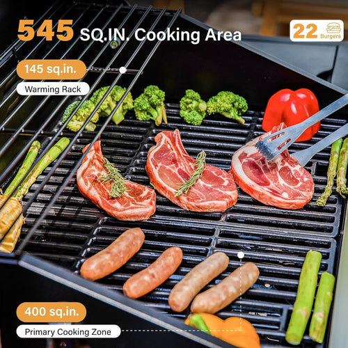 4-Burner Propane Gas BBQ Grill with Side Burner and Porcelain-Enameled Cast Iron Grates, Stainless Steel Barbecue Grills Outdoor Cooking, Silver Cabinet Style, 42,000 BTU