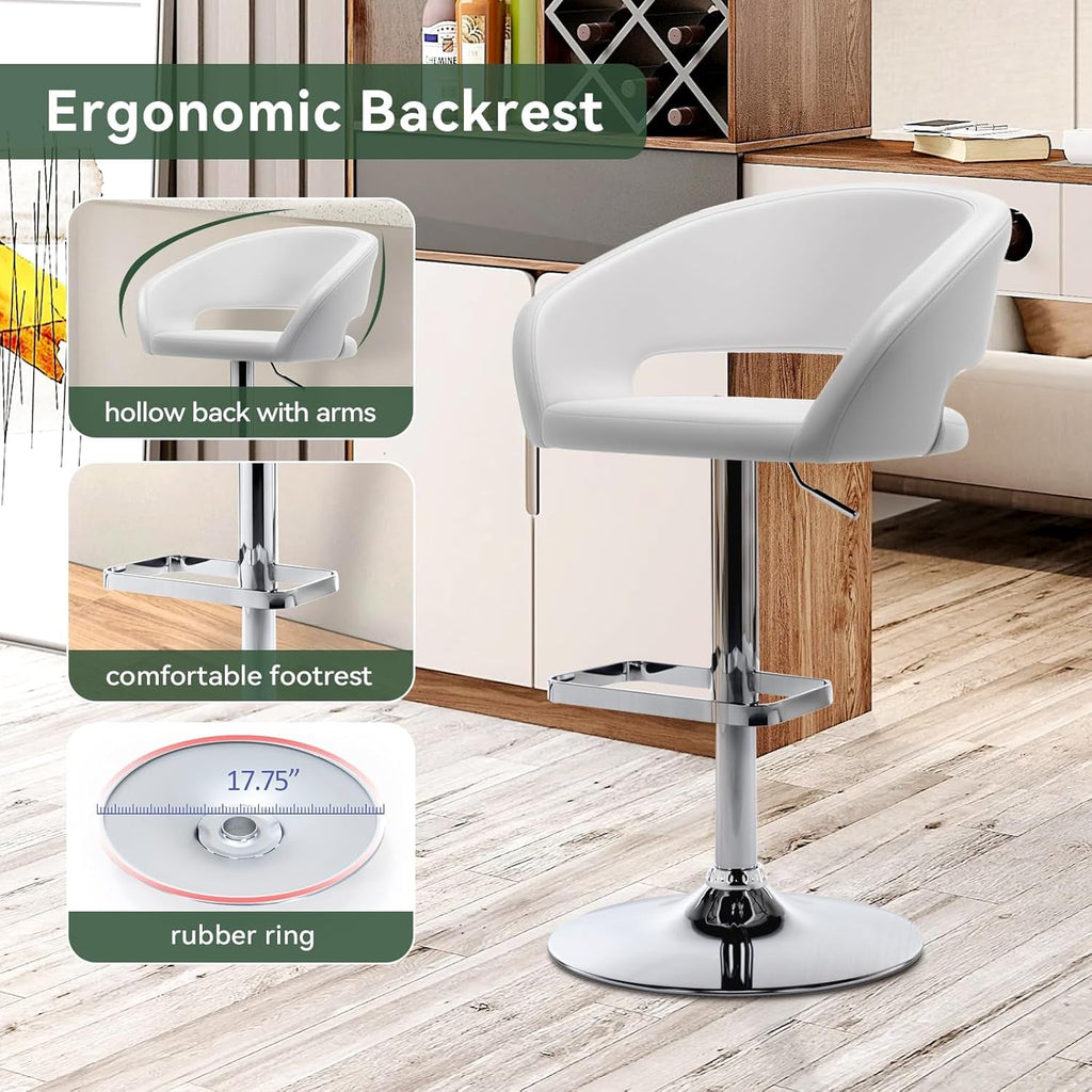 Adjustable Swivel Bar Stool with Arms and Footrest