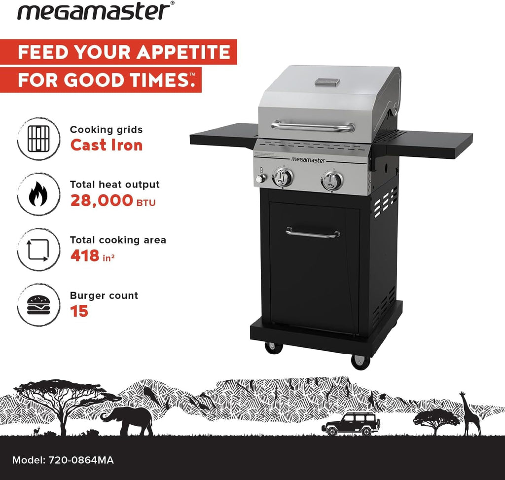 Propane Gas Grill Foldable Side Tables 418 Sq In Stainless Lid