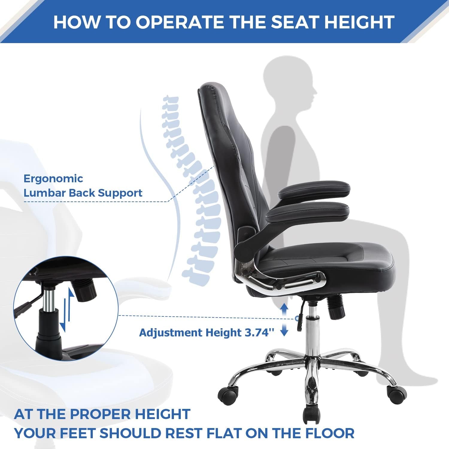 Ergonomic Gaming Chair With Height Adjustability Black