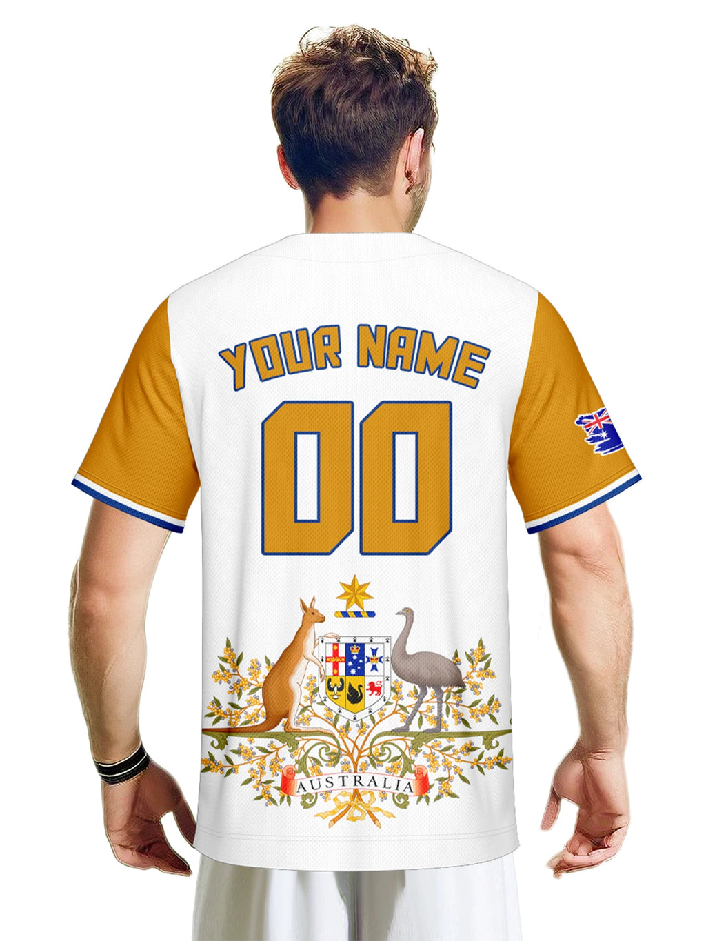 Personalized Australia Baseball Jersey Custom Name Number Flag Inspired Button Down Baseball Shirt Sportwear for Men