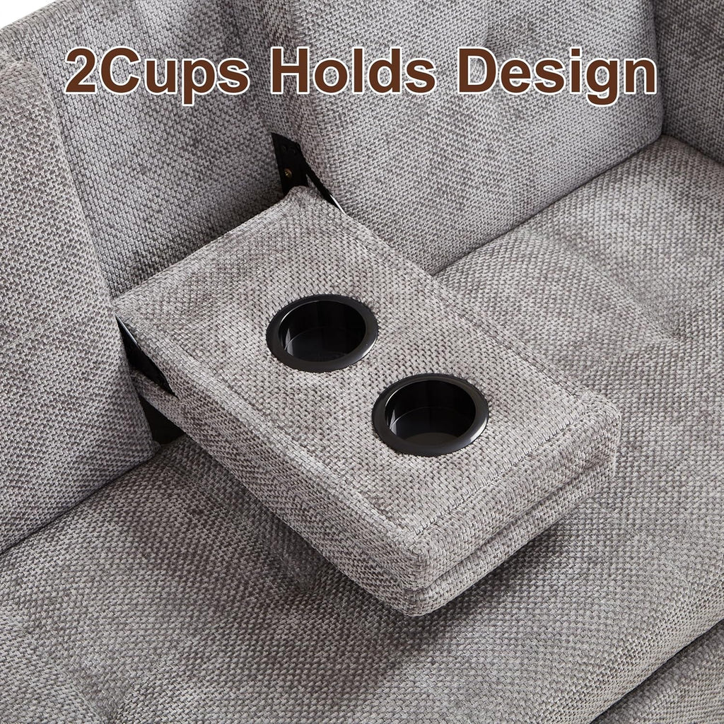 57 Inch Convertible Sofa Bed With USB Charging Ports Grey