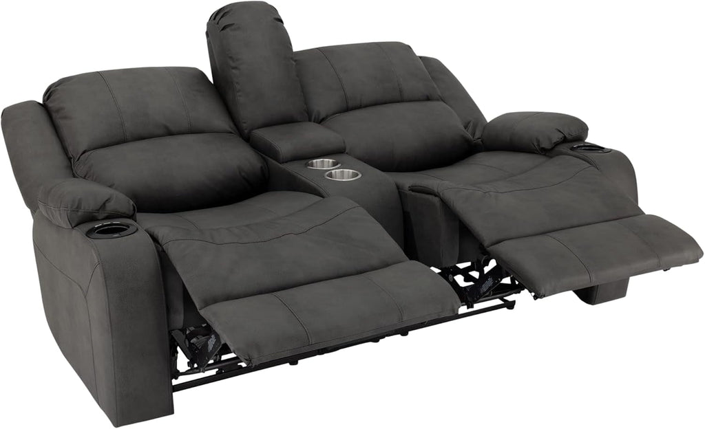 Charles 67" Powered Double RV Wall Hugger Recliner Sofa RV Loveseat with Upgraded 2023 Fabric (Gunemtal)