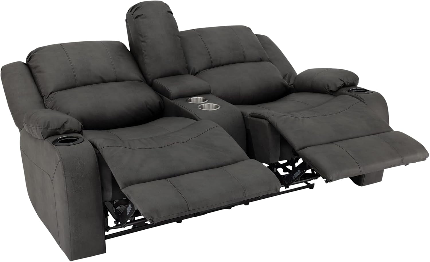 Charles 67" Powered Double RV Wall Hugger Recliner Sofa RV Loveseat with Upgraded 2023 Fabric (Gunemtal)