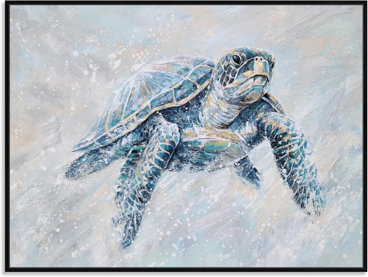 Coastal DeepIndigoBlue Seascape Turtle Canvas Wall Art