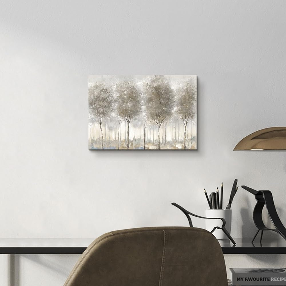 Monochromatic Abstract Forest Tree Canvas Wall Art