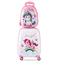 NNECW Kids Hard Shell Unicorn Luggage Backpack Set for Travel