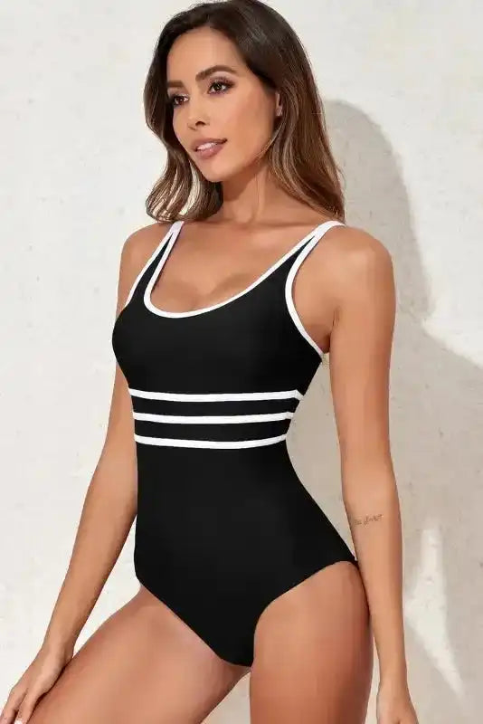 Black Contrast One-Piece Swimsuit
