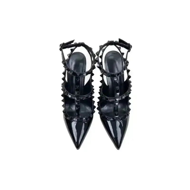 Black Rivets High Heels Stiletto Roman Sandals