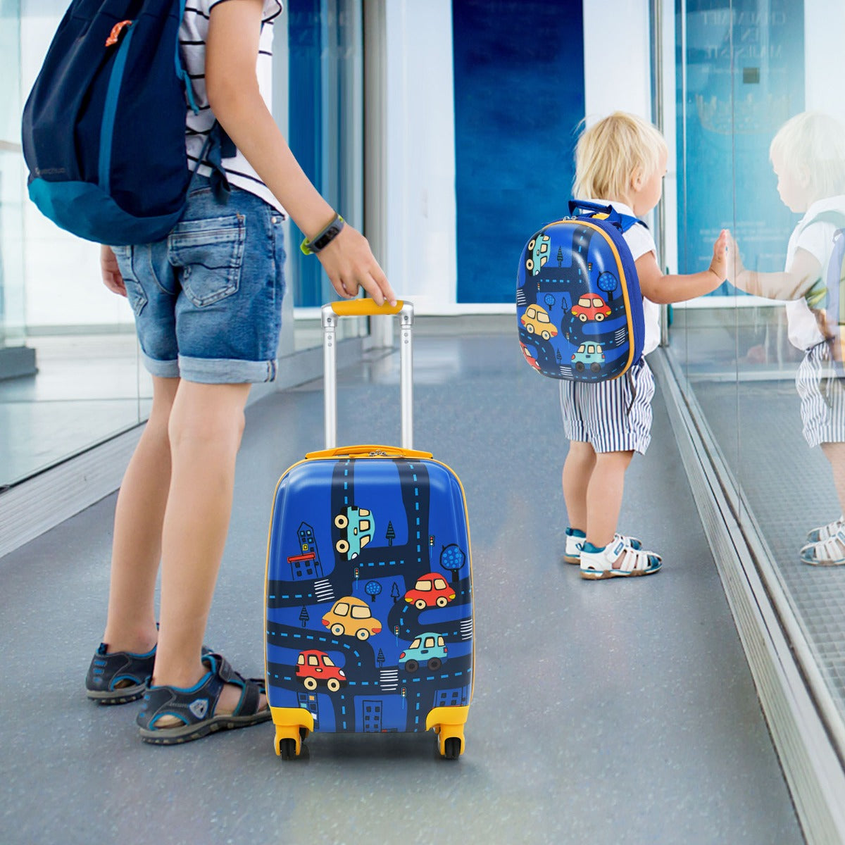 NNECW 2 Pieces Kids Luggage Set with Wheels for Children