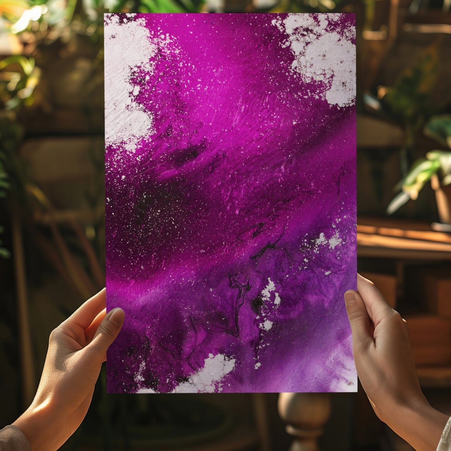 Abstract Paint Fuschia V3 Aluminum Print