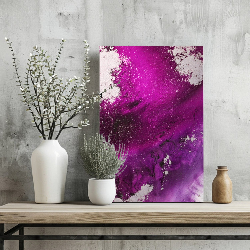 Abstract Paint Fuschia V3 Aluminum Print