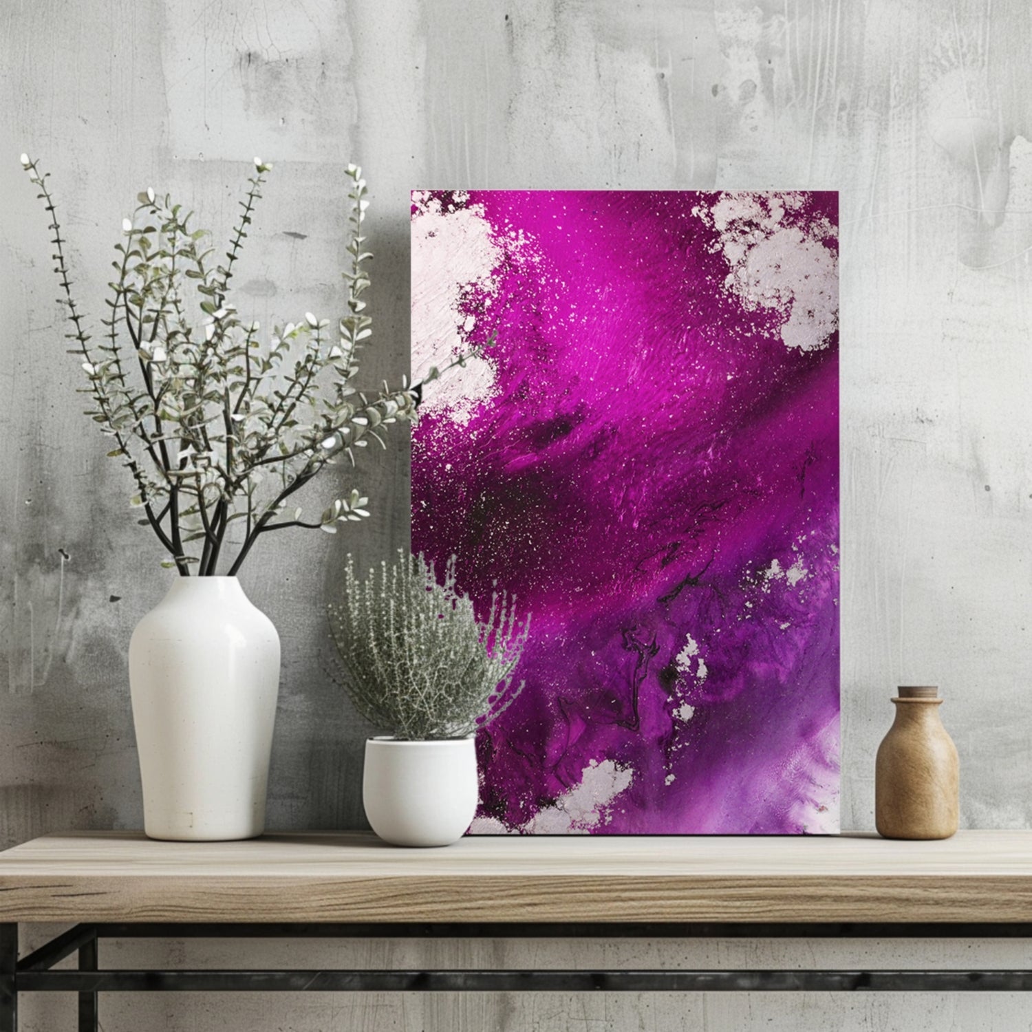 Abstract Paint Fuschia V3 Aluminum Print