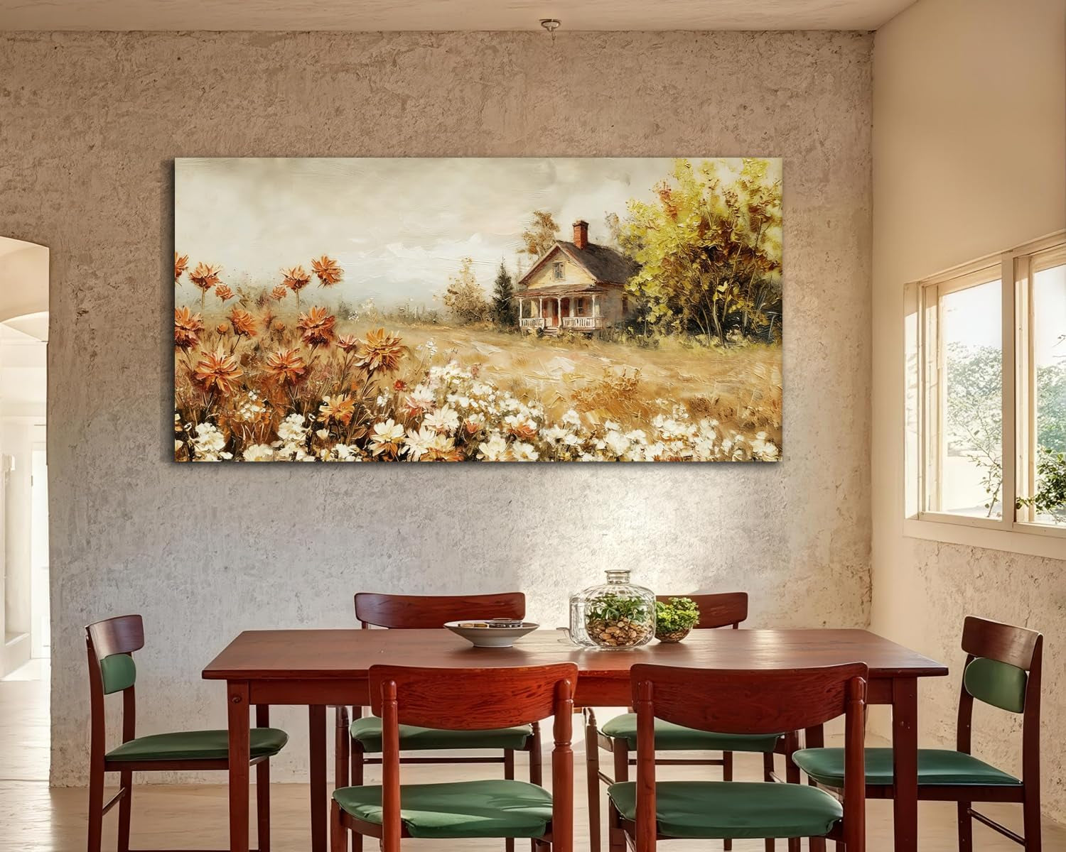 Canvas Wall Art Rustic Farmhouse Landscape 58x29in