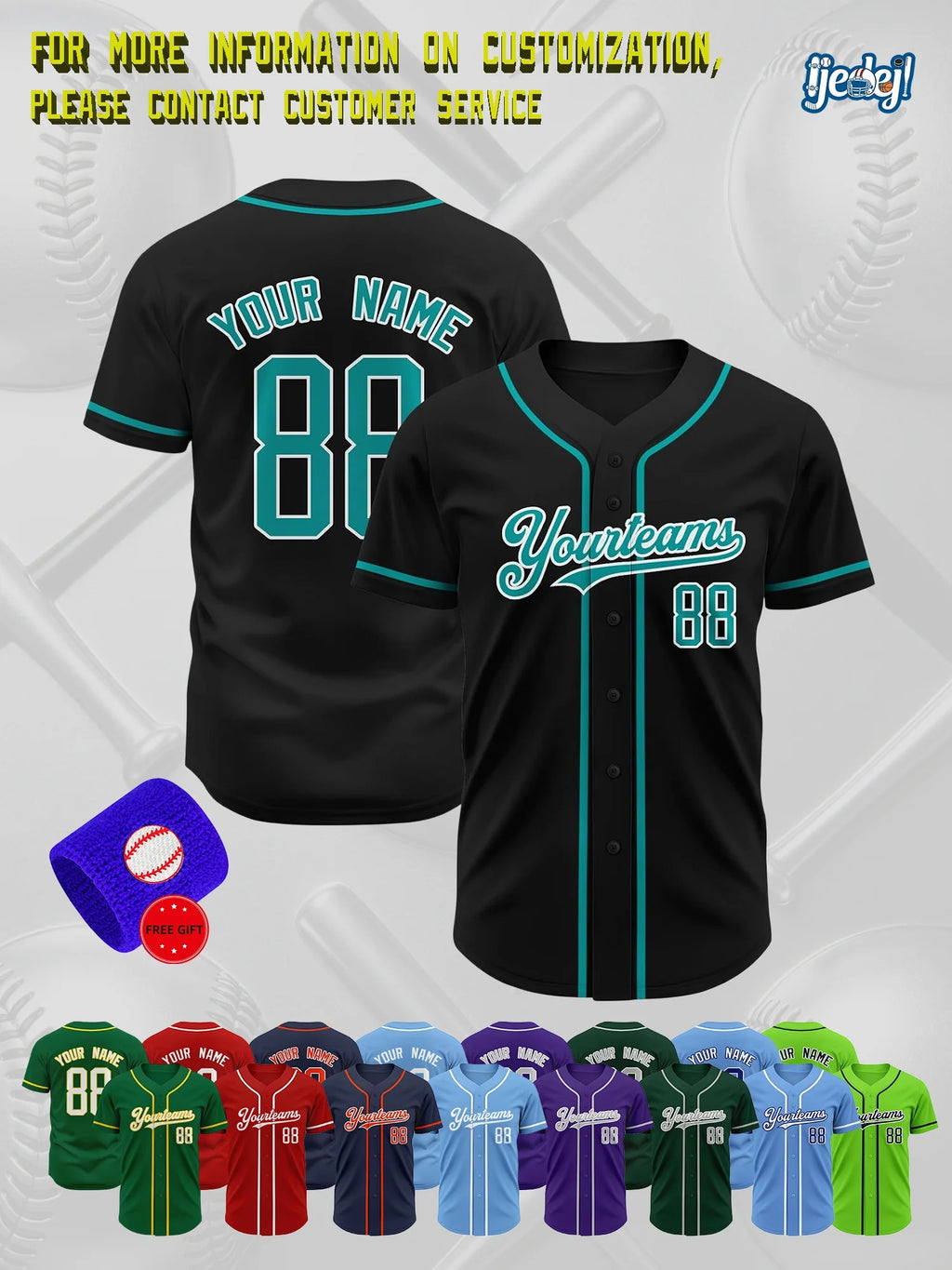 Custom baseball uniforms, custom baseball jerseys, everyday short-sleeve shirts for men and women, custom names and logos